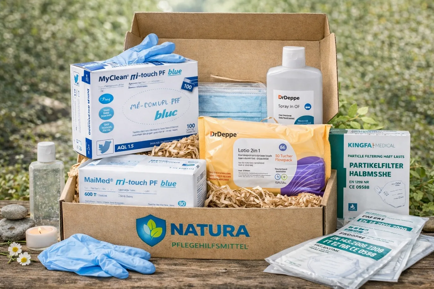 Die Natura Pflegebox mit Pflegehilfsmitteln zum Verbrauch – monatlich kostenlos geliefert